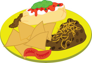 Clipart Illustration of a Burrito Plate ( Mexican Food )